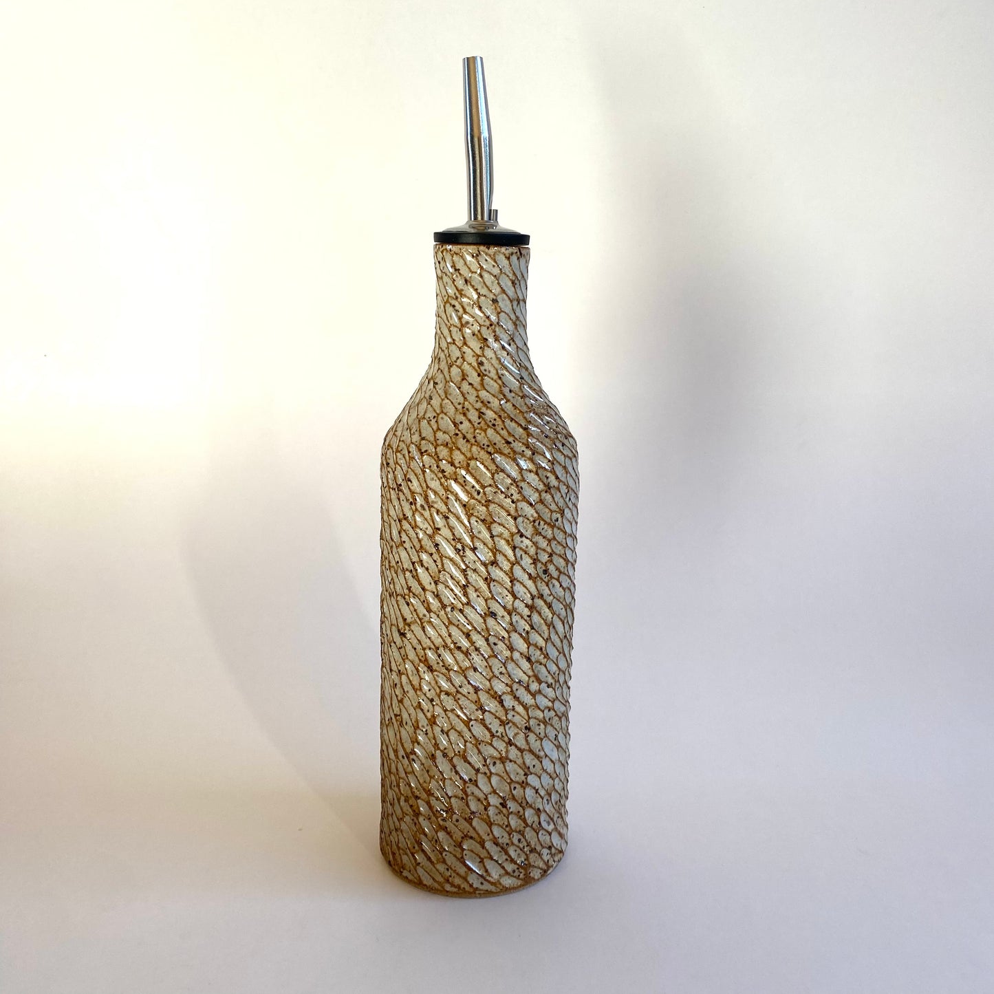 Speckled Rainstorm Olive Oil Vessel: Creme Caramel