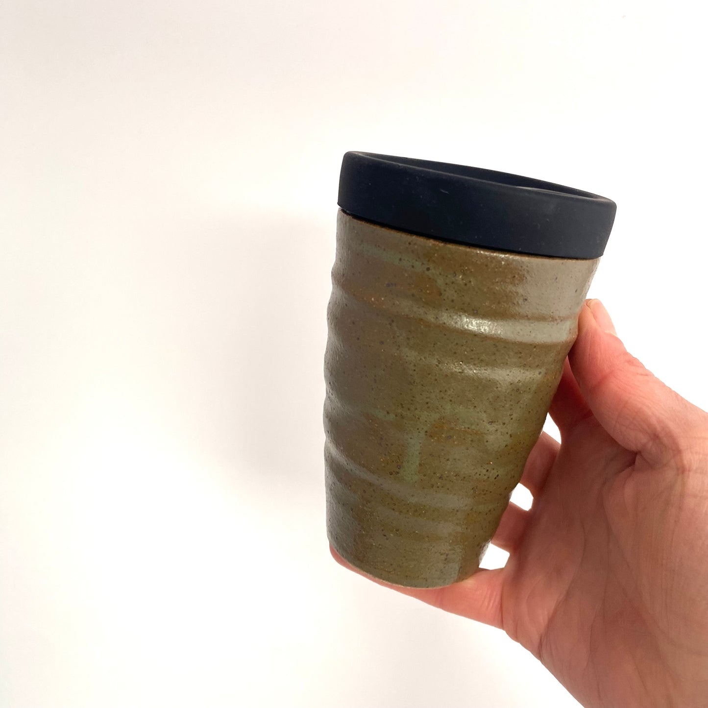 Olive Green Throwing Lines Travel Tumbler