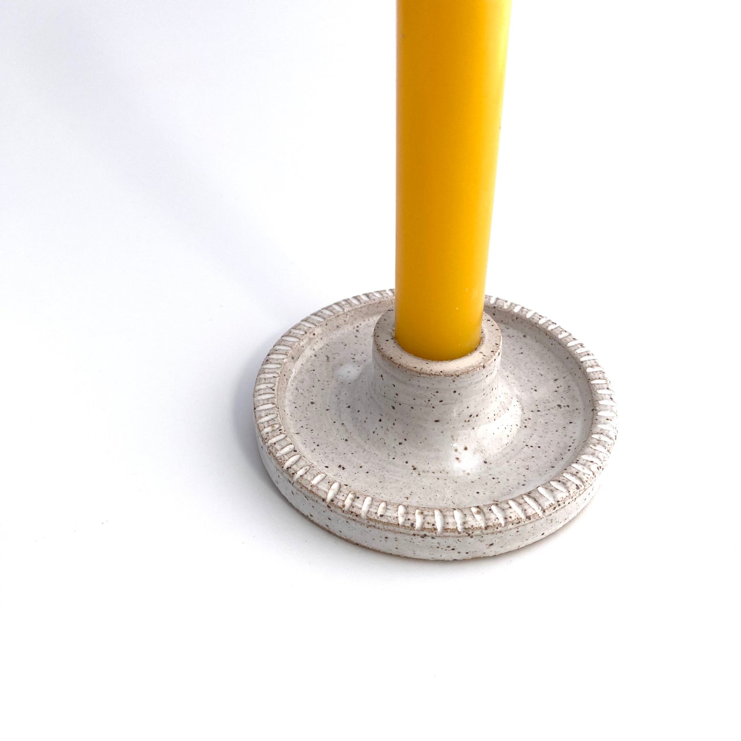 Carved Edge White Candle Holder