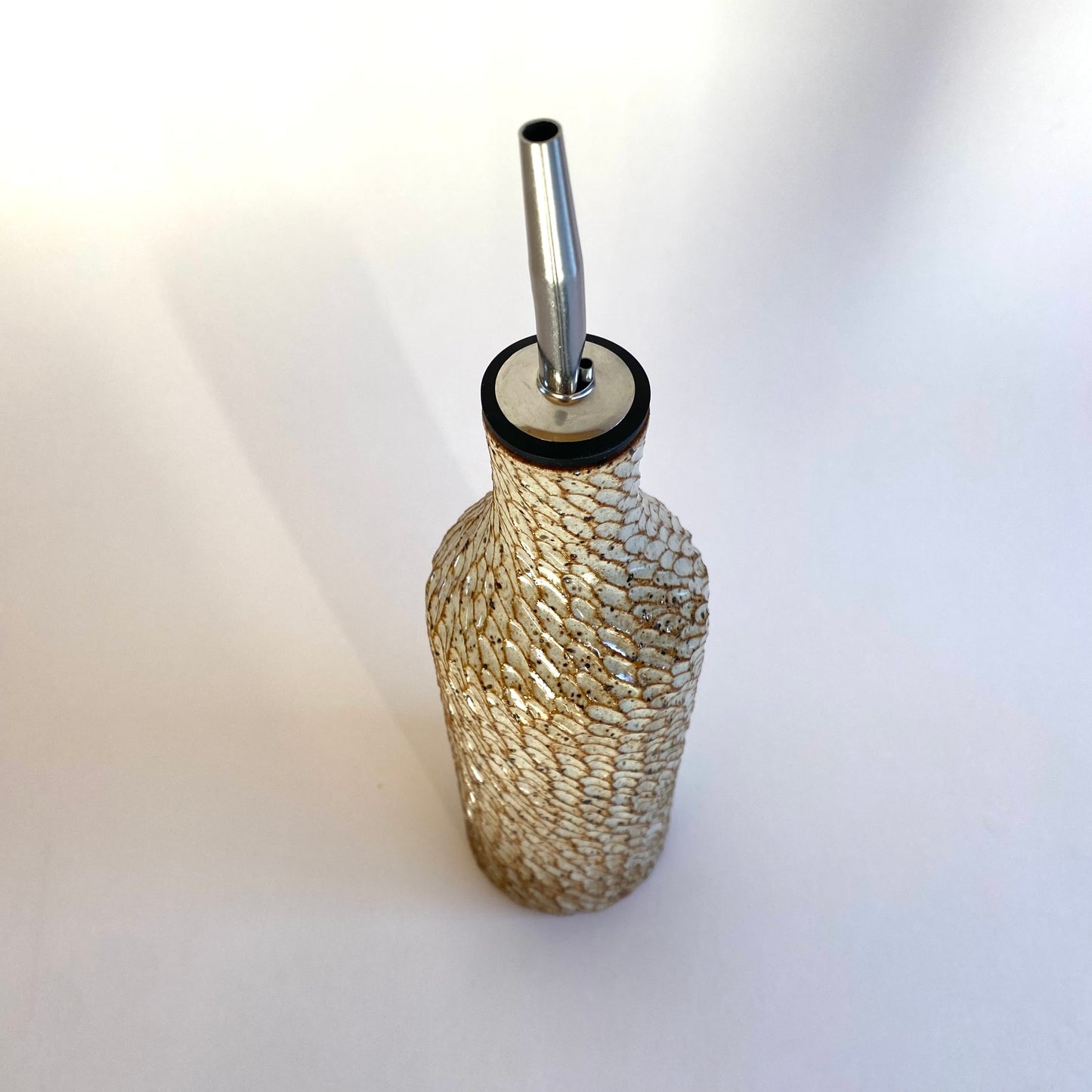 Speckled Rainstorm Olive Oil Vessel: Creme Caramel
