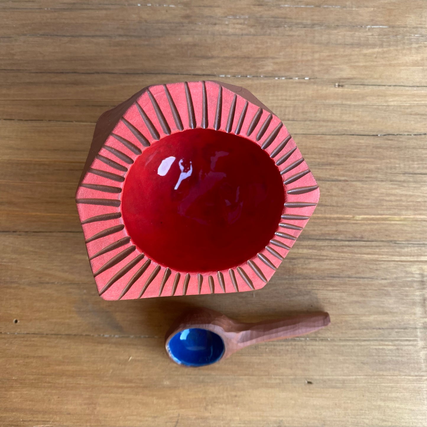 Terra Red/Pink Salt Vessel Kurinuki