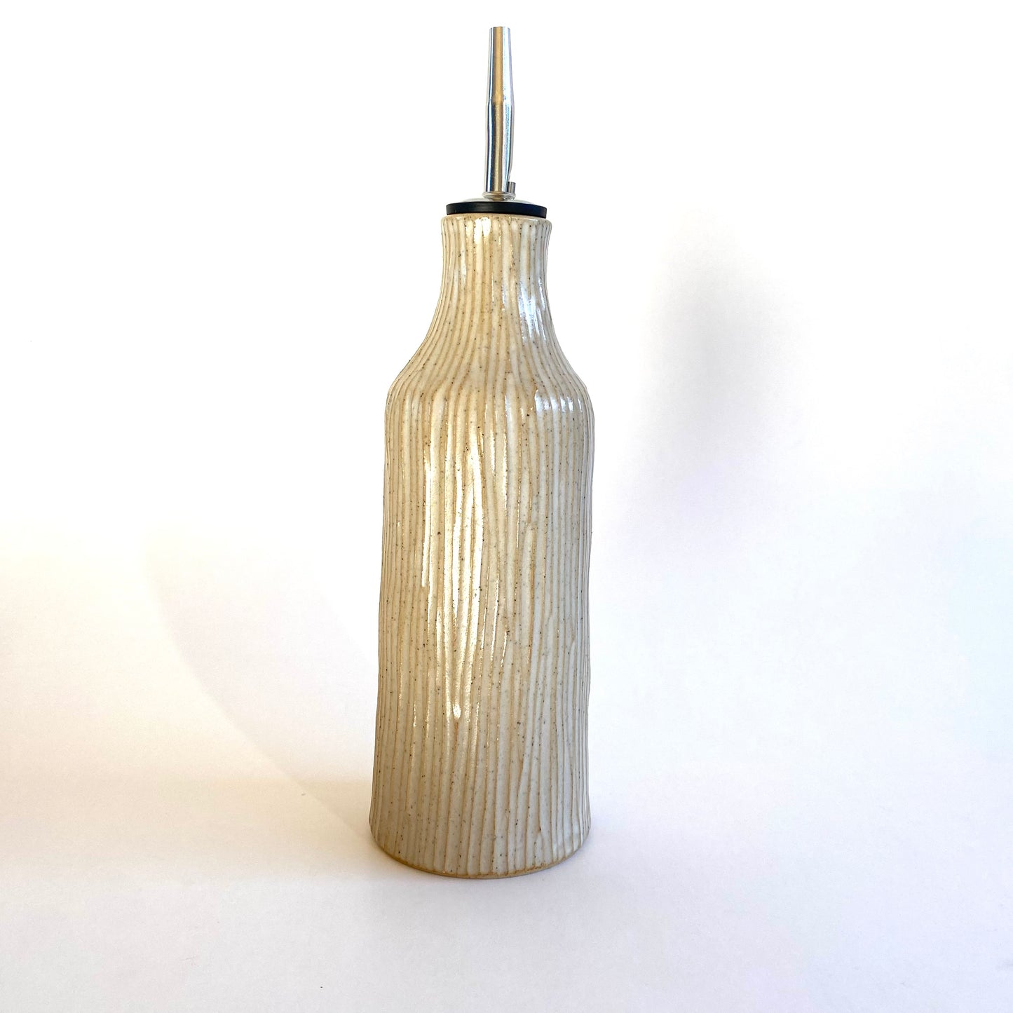 Bamboo Olive Oil Vessel Sand Matte White