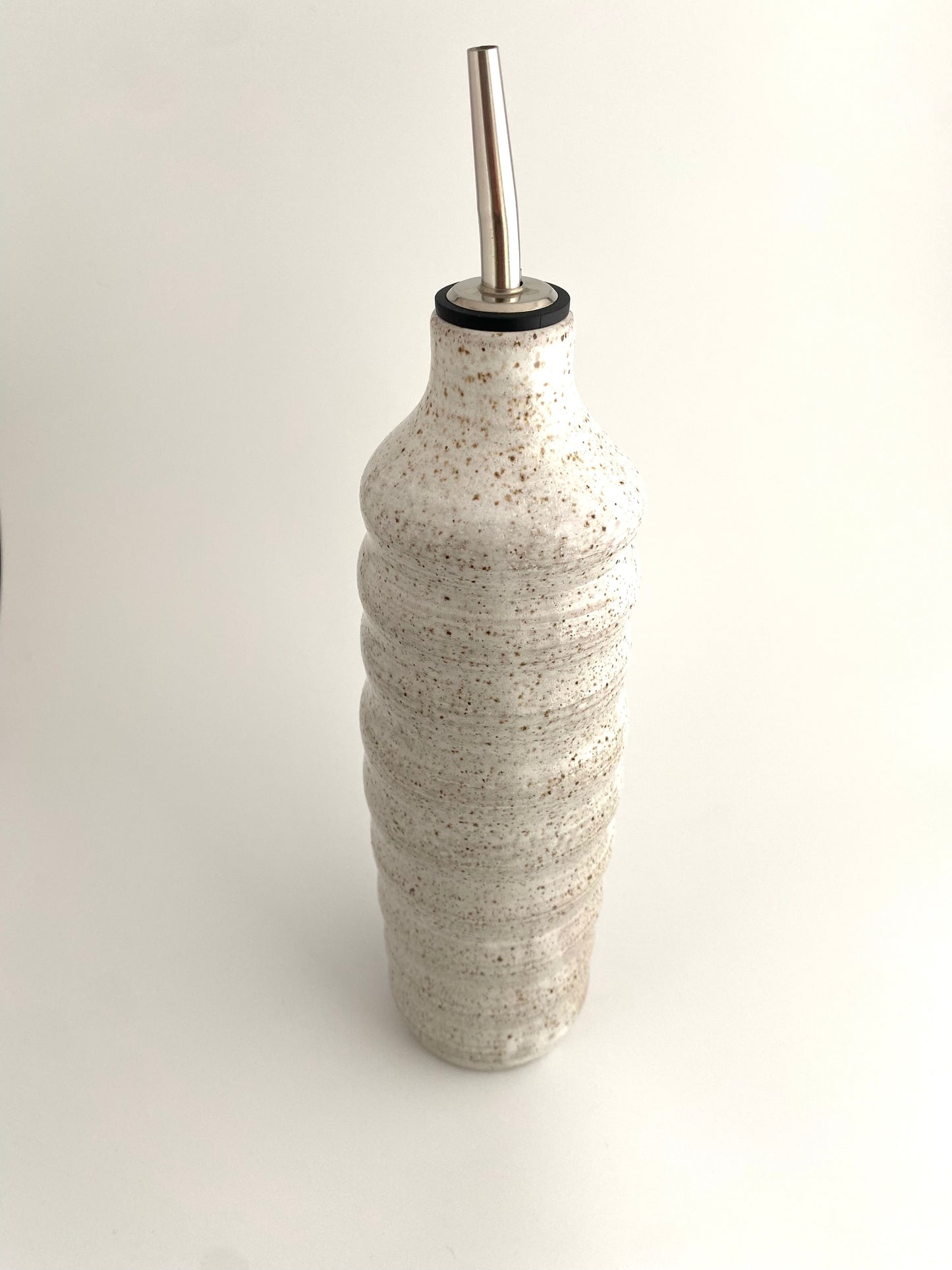Speckled White Curve Olive Oil Vessel