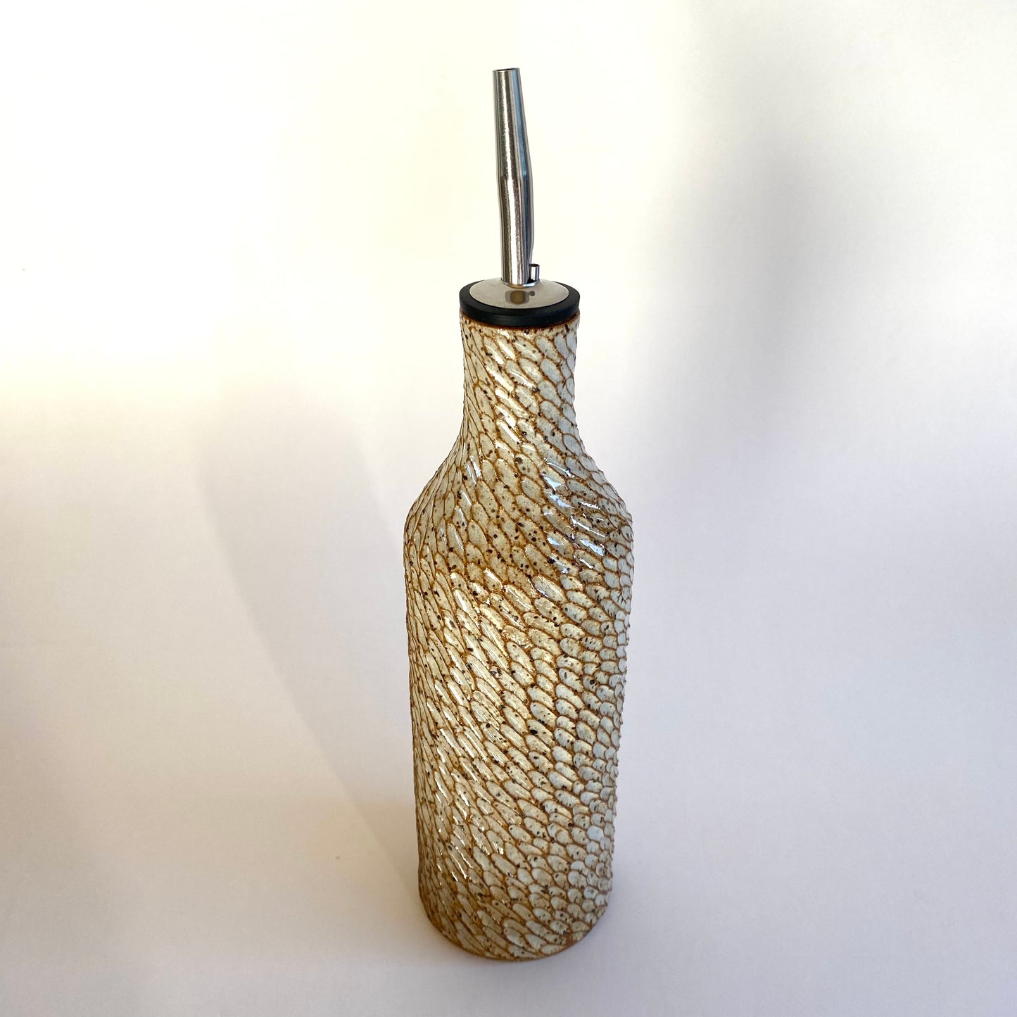 Speckled Rainstorm Olive Oil Vessel: Creme Caramel