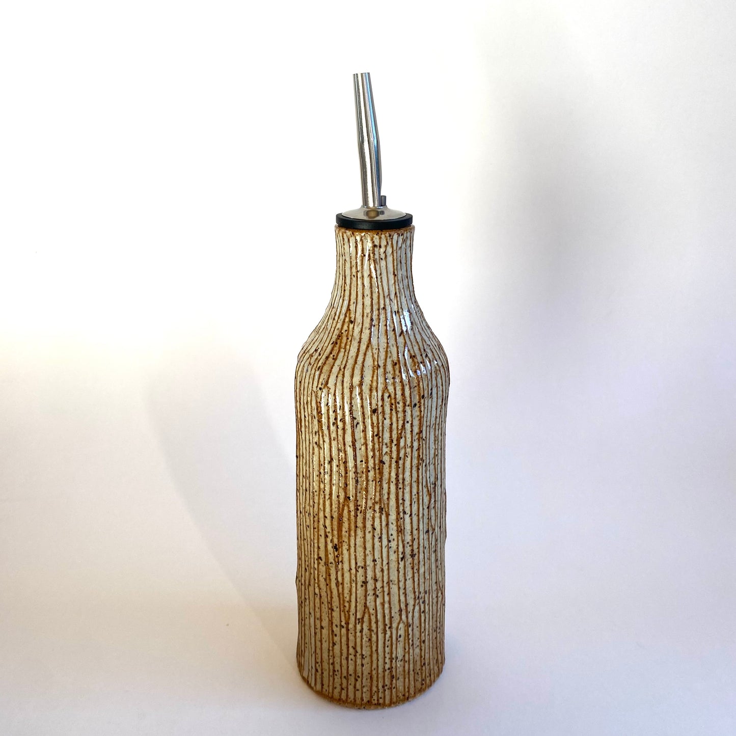 Bamboo Olive Oil Vessel In Creme Caramel