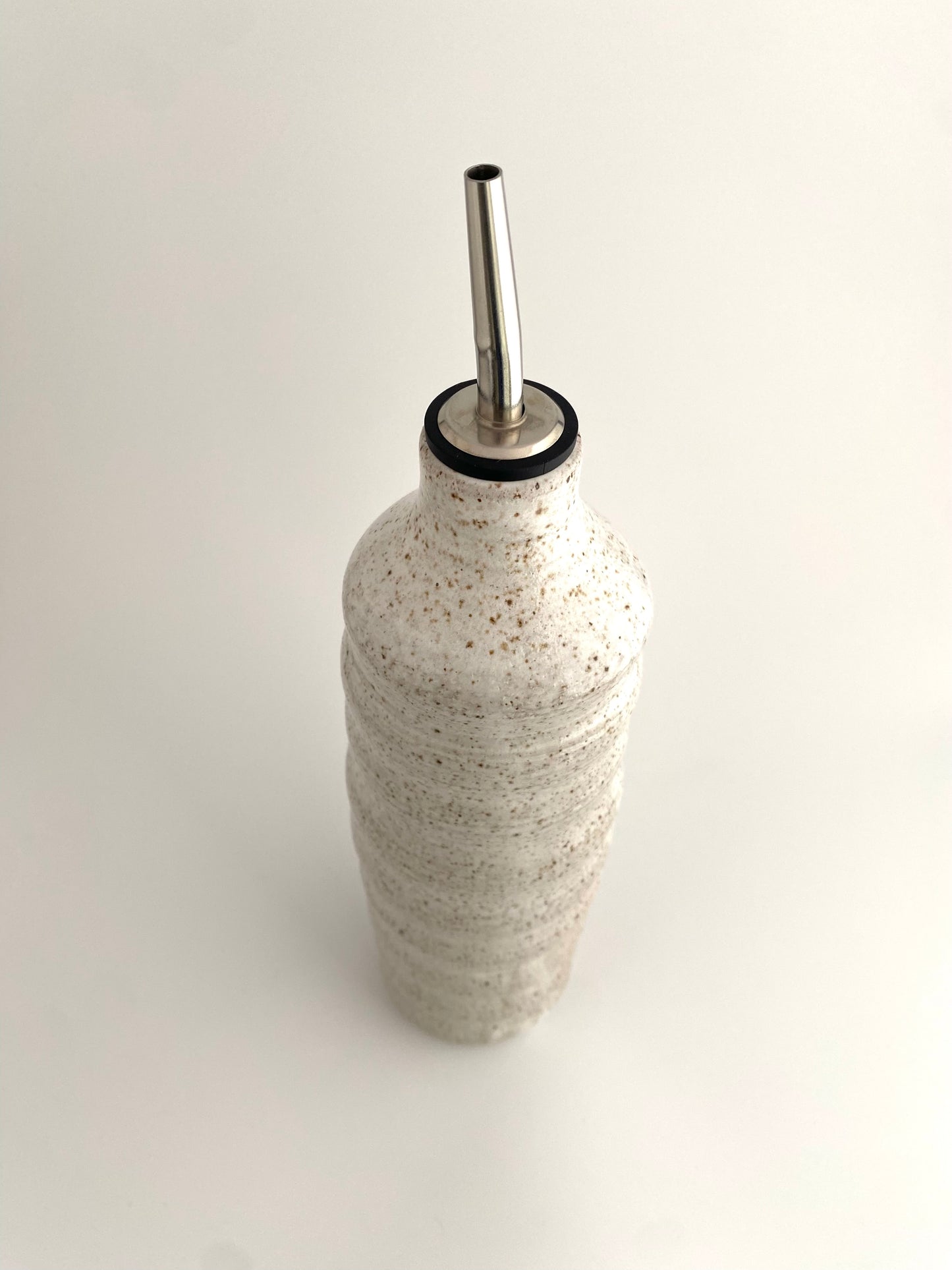 Speckled White Curve Olive Oil Vessel