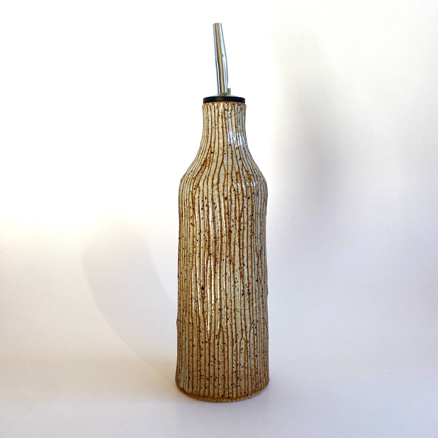 Bamboo Olive Oil Vessel In Creme Caramel