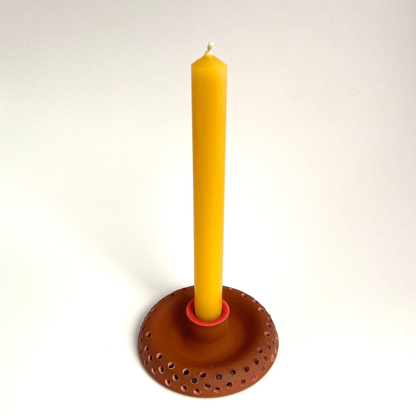 Terra Candle Holder: Red Pink Hole Punch