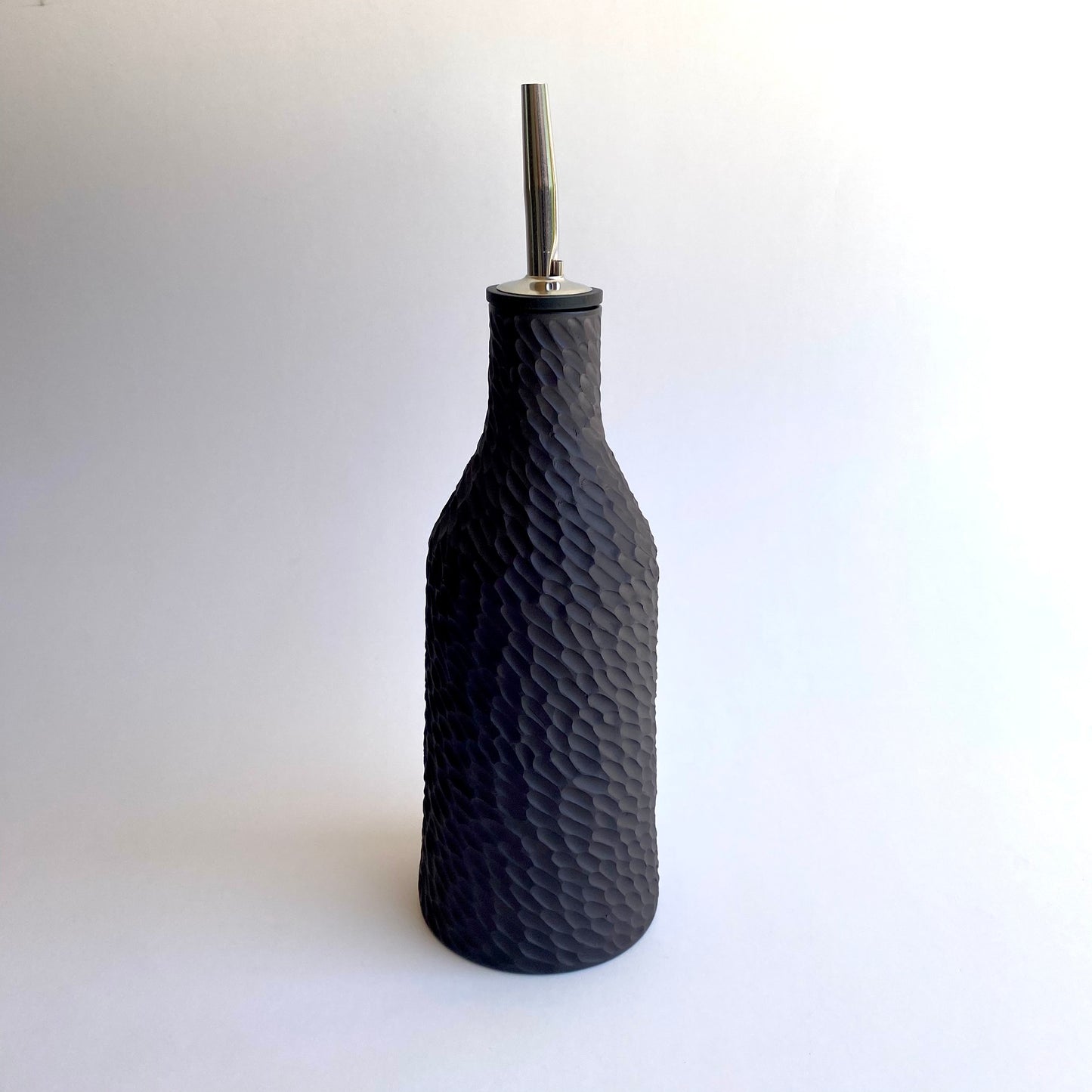 Rainstorm Olive Oil Vessel in Matte Black