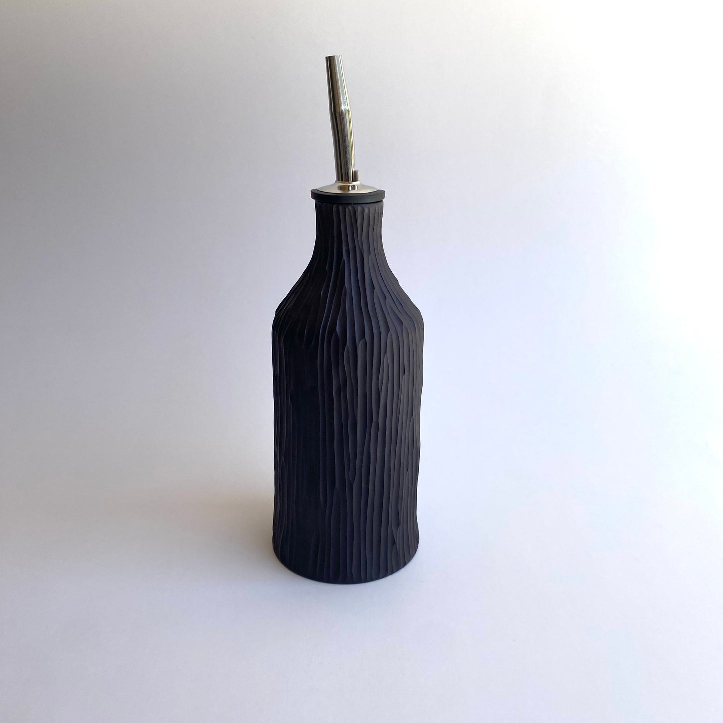 Bamboo Olive Oil Vessel in Matte Black
