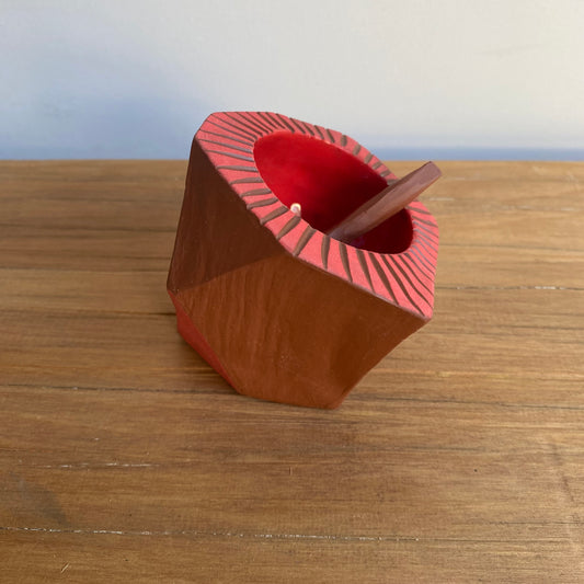 Terra Red/Pink Salt Vessel Kurinuki