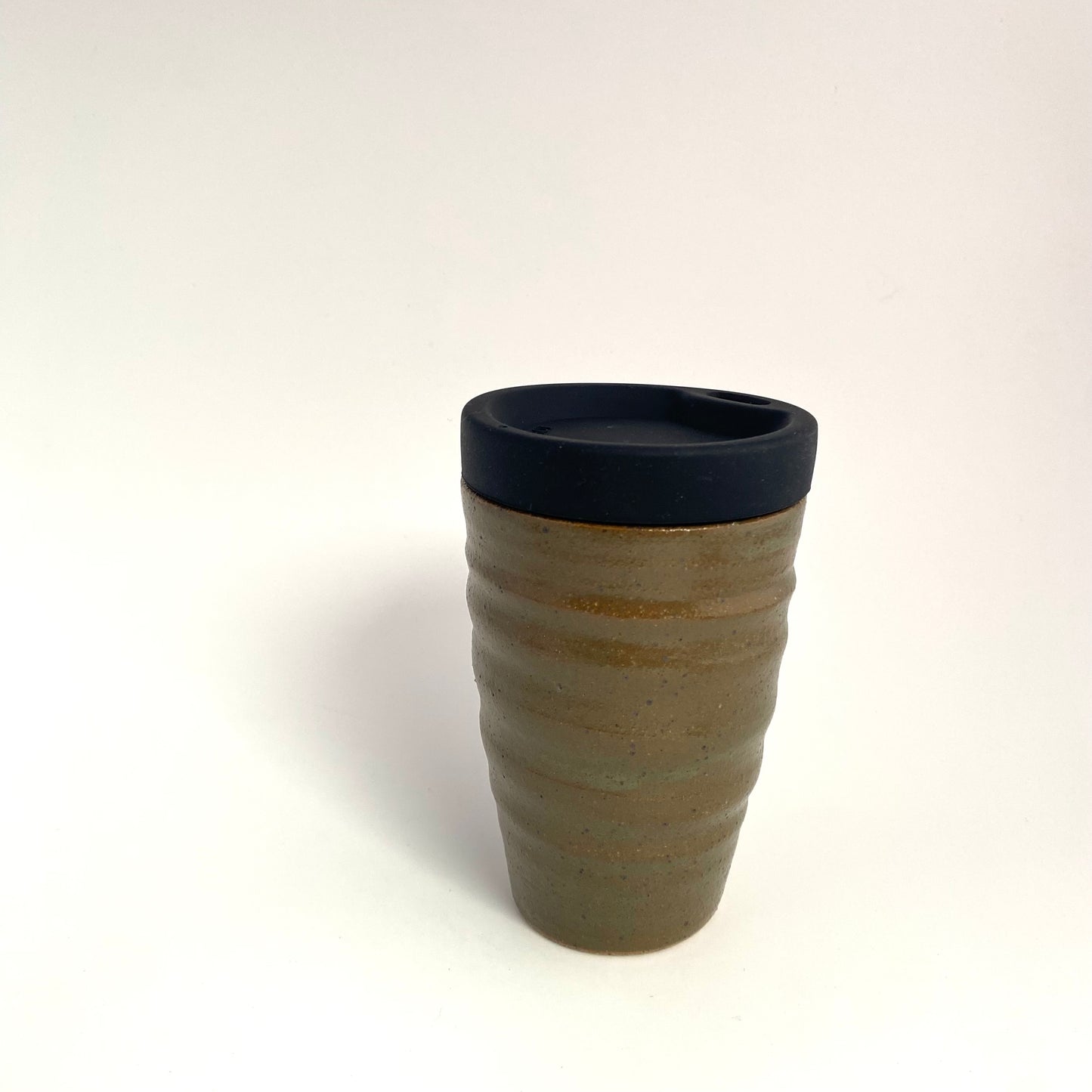 Olive Green Throwing Lines Travel Tumbler