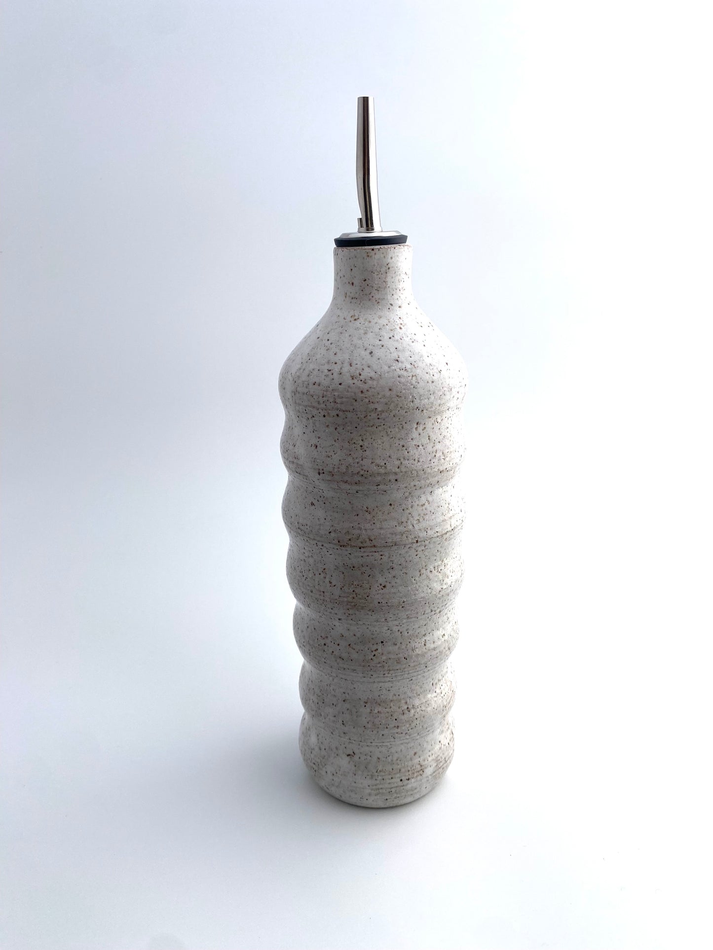 Speckled White Curve Olive Oil Vessel
