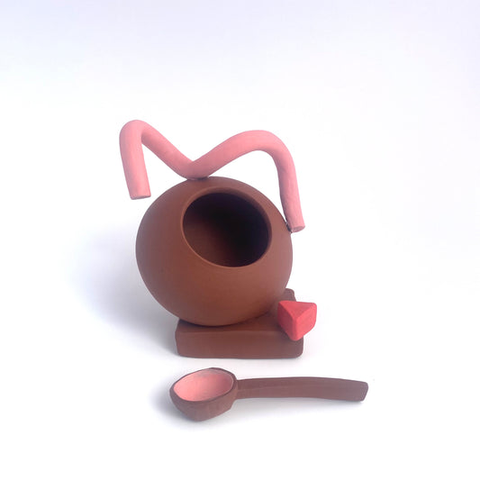 Terra Pink Squiggle Salt Vessel