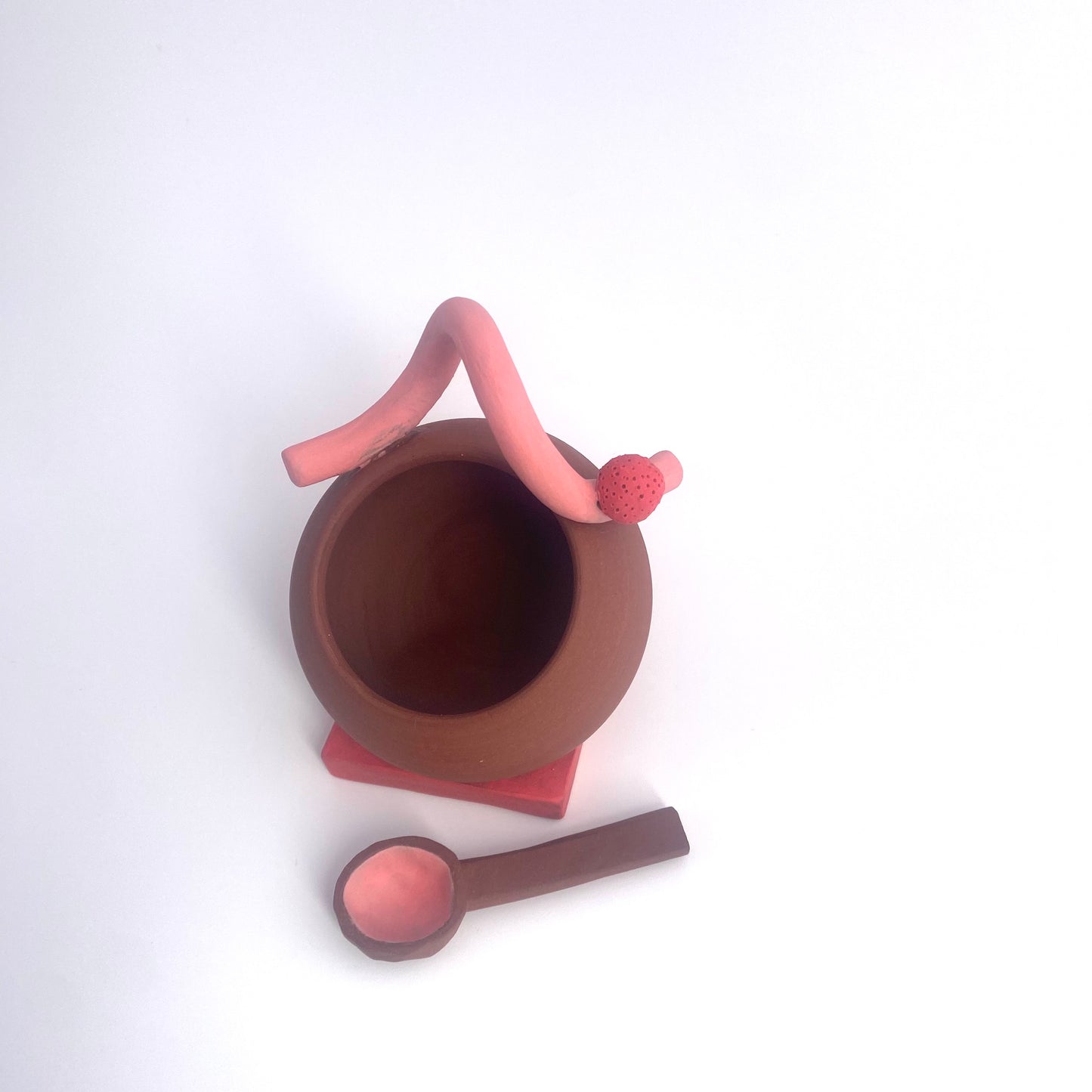 Terra Pink Squiggle Red Sphere Salt Vessel