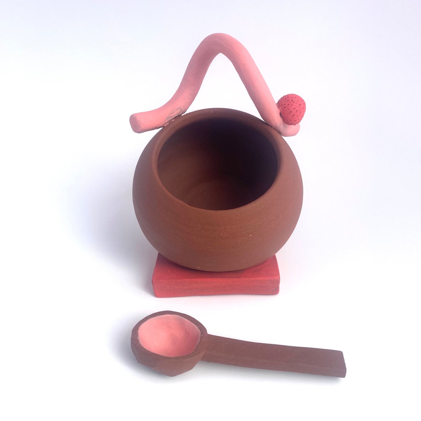 Terra Pink Squiggle Red Sphere Salt Vessel