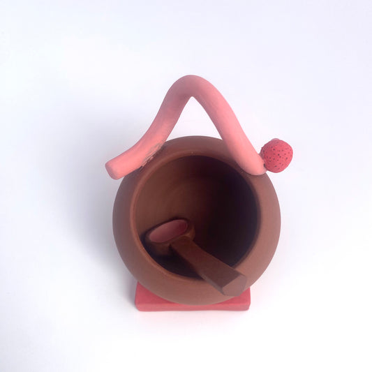 Terra Pink Squiggle Red Sphere Salt Vessel