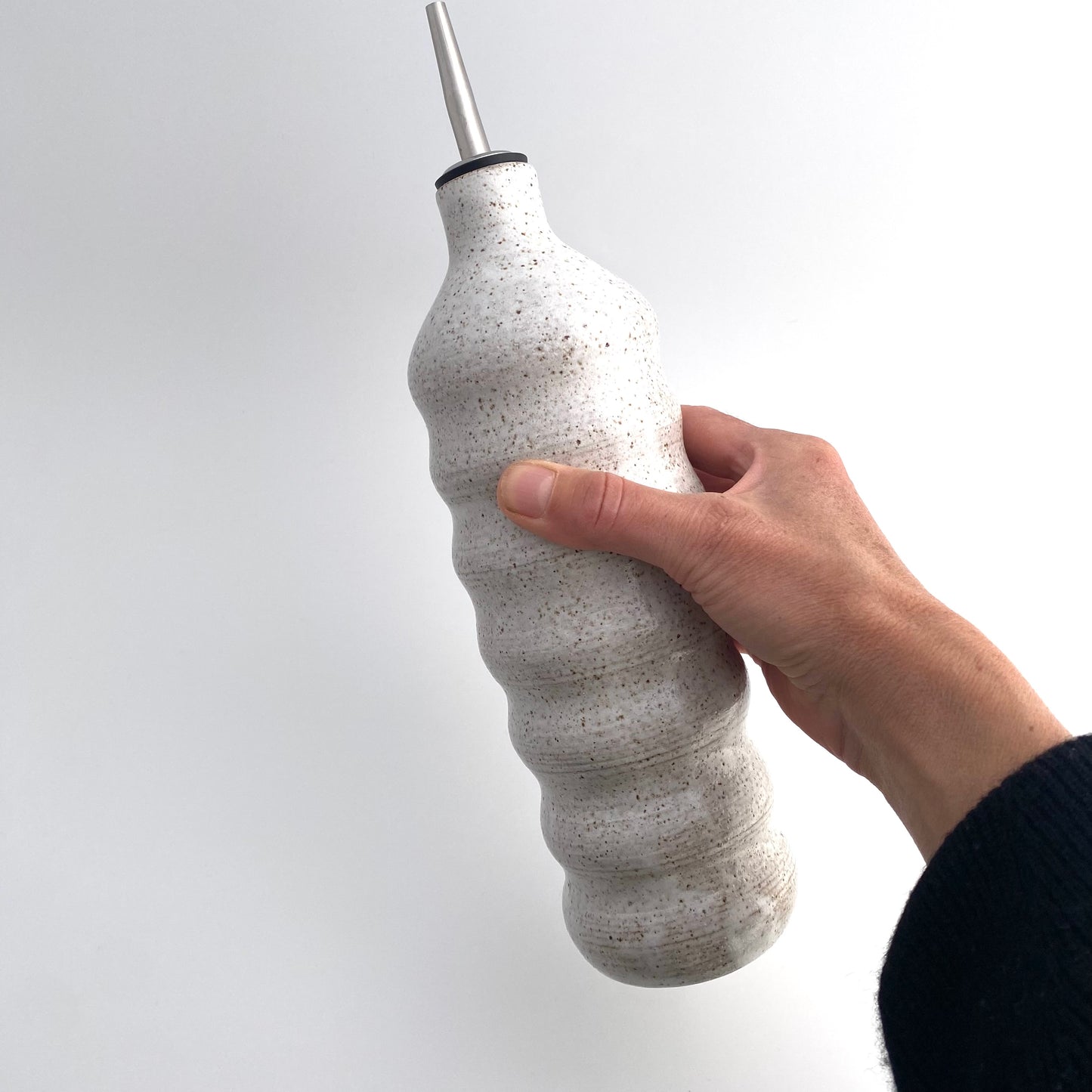 Speckled White Curve Olive Oil Vessel