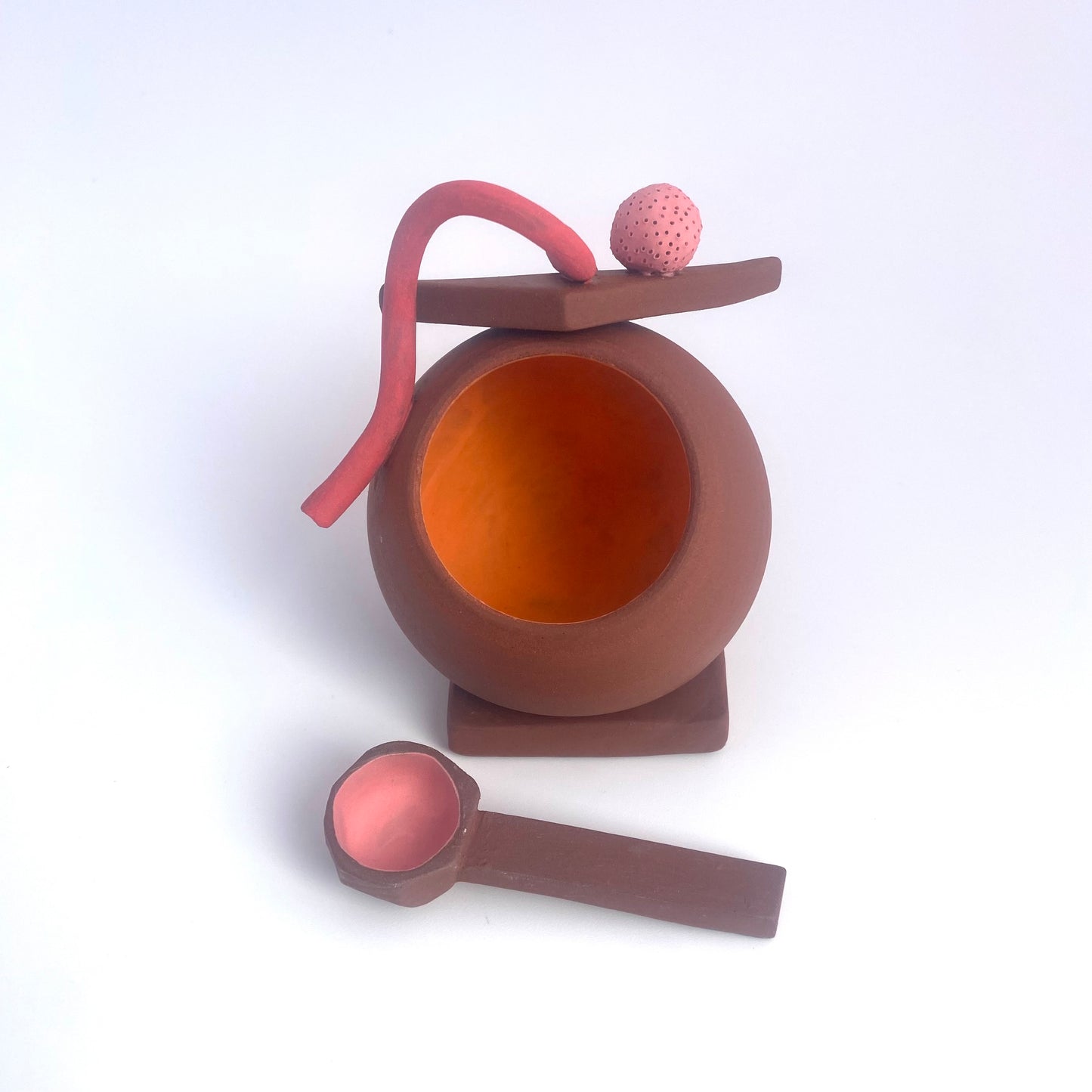Terra Red Squiggle Salt Vessel