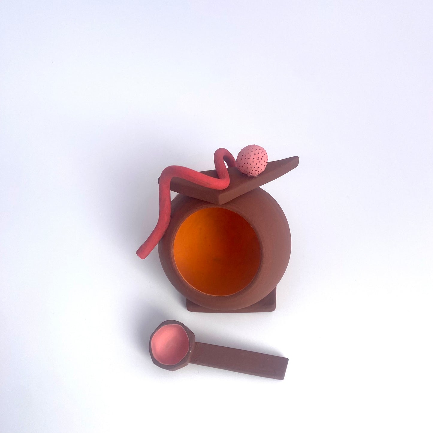 Terra Red Squiggle Salt Vessel