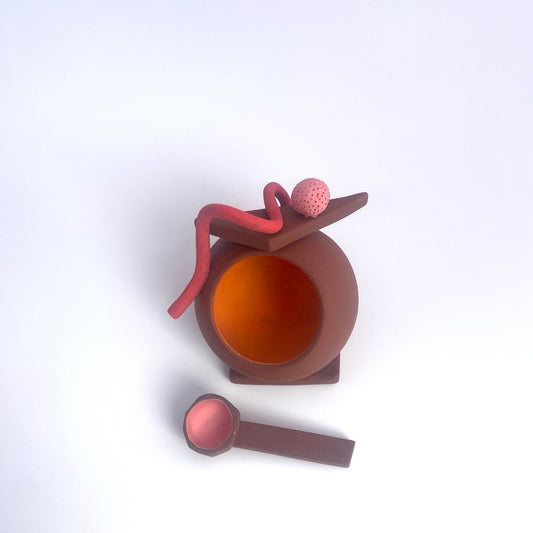 Terra Red Squiggle Salt Vessel