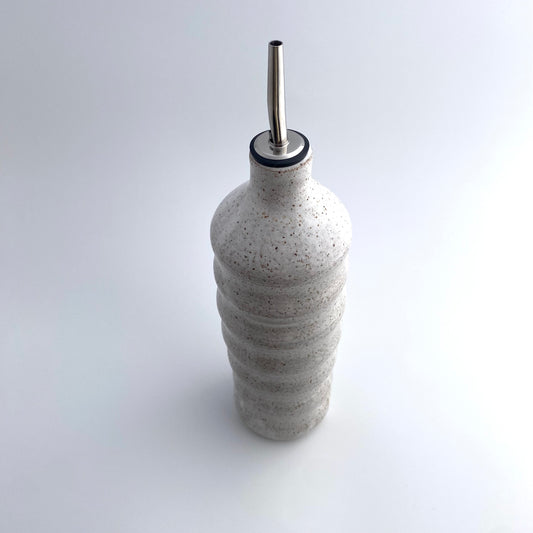 Speckled White Curve Olive Oil Vessel