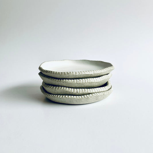 Snack Plate Set Stone/White