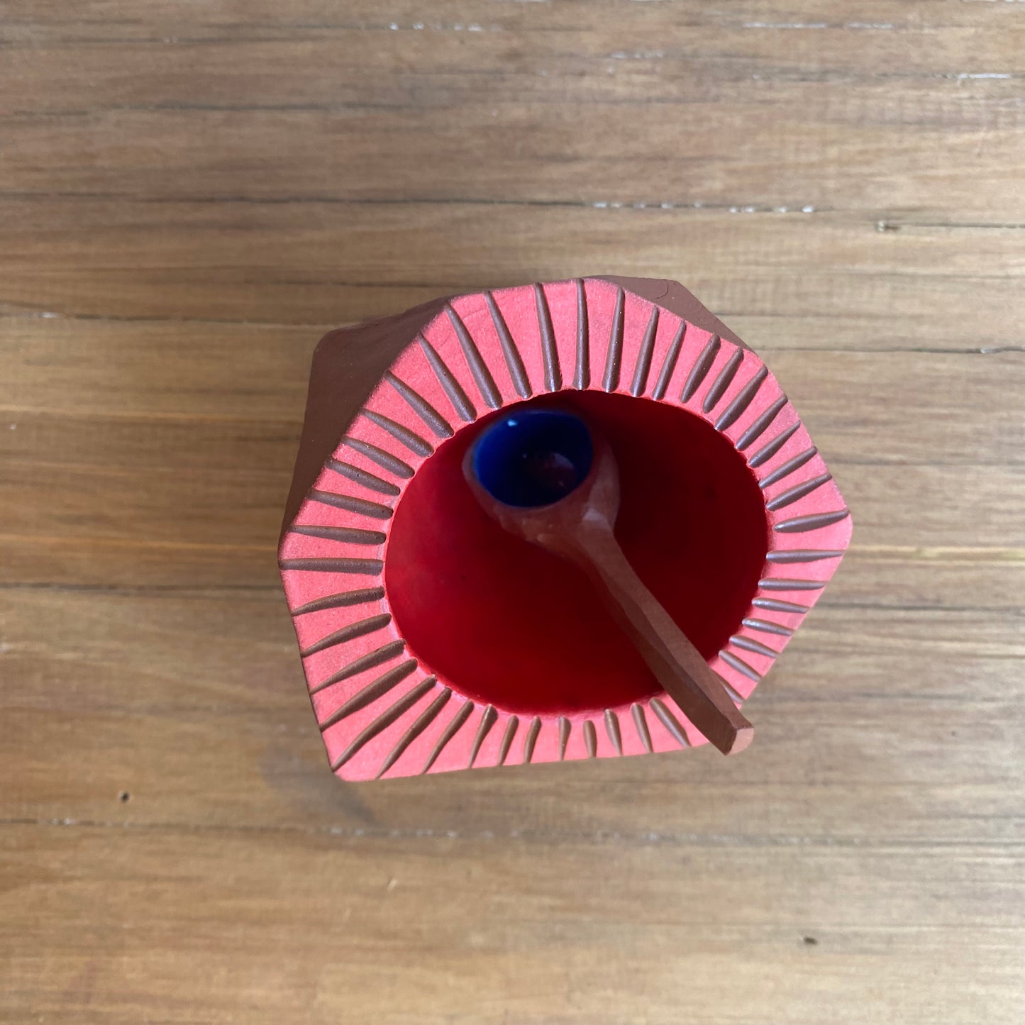 Terra Red/Pink Salt Vessel Kurinuki