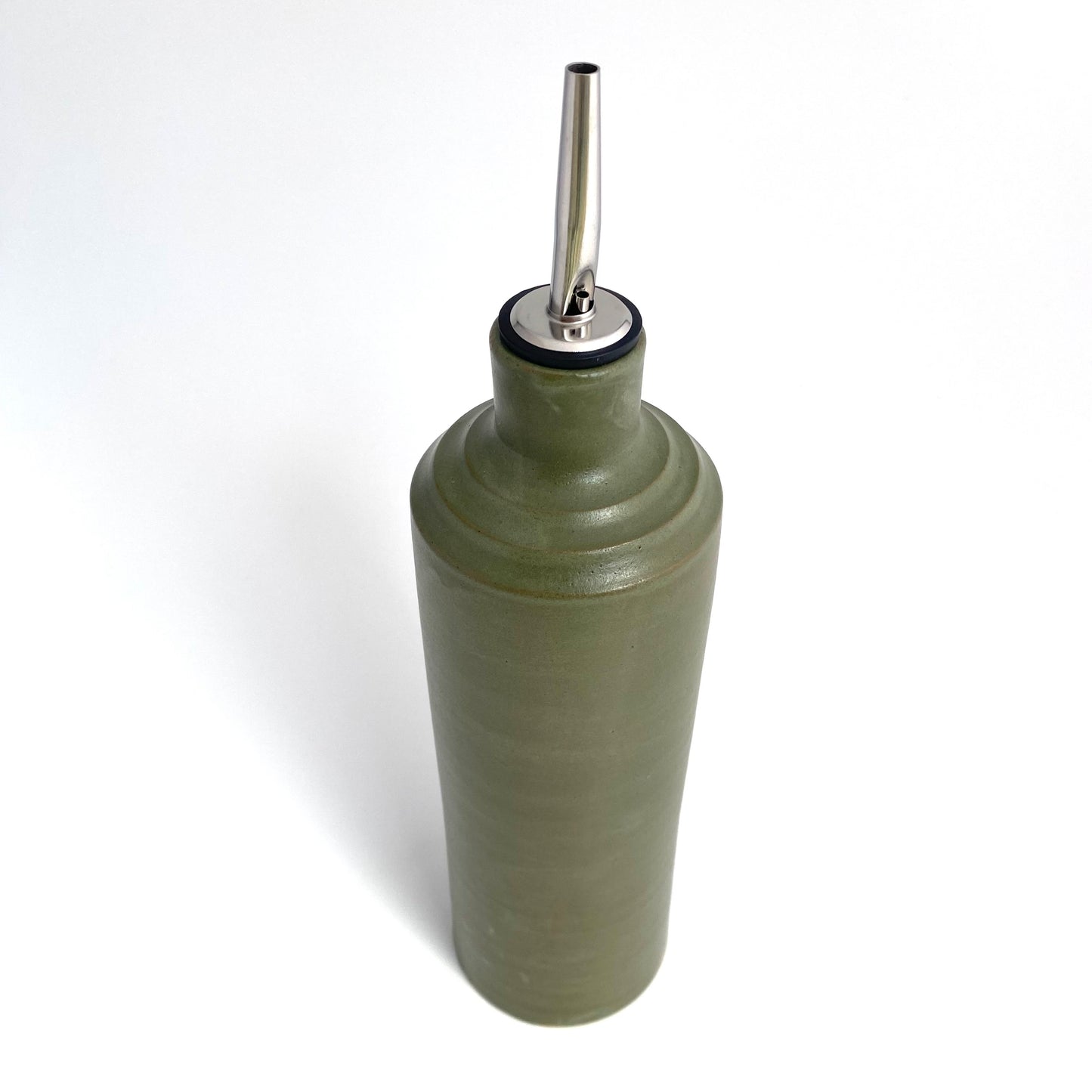 Forest Green Ridged Olive Oil Vessel