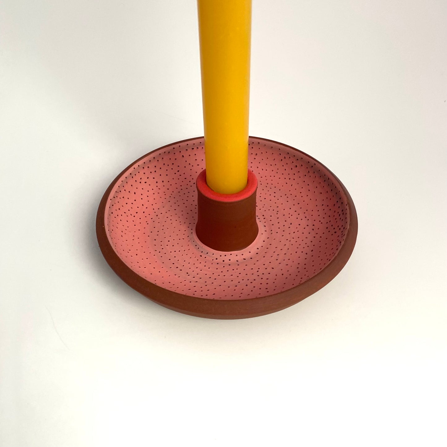 Terra Candle Holder: Wide Pink Dots