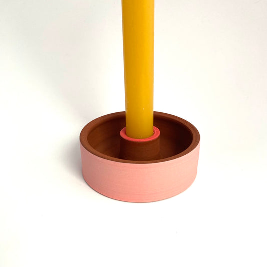 Terra Candle Holder: Red Pink High Side