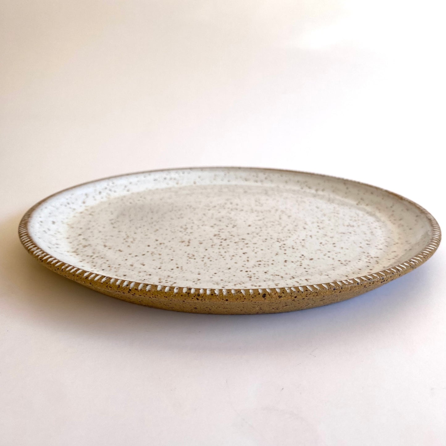 Angled Carved Edge Lunch Plate: White